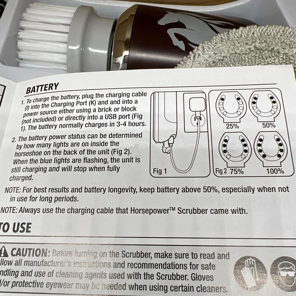 Ruby Horsepower‎ Handheld Cordless Rechargeable Spinning Power Scrubber  NIB